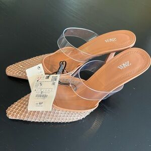 Mesh Mule Heels with crystals. Brand New, with tags. Perfect for a night out.